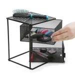Mind Reader Rotating 2-Tier All-Purpose Organizer Shelf with Magnetic Baskets and Top Shelf, Black thumbnail 2