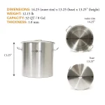 Gas One 32 Qt. Stainless Steel Stock Pot Set with Lid and Steamer Rack thumbnail 2