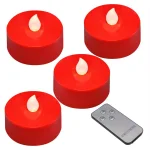 LUMABASE Red Extra Large LED Tea Light Candles with Remote Control and Dual Timers, 4-Count thumbnail 1