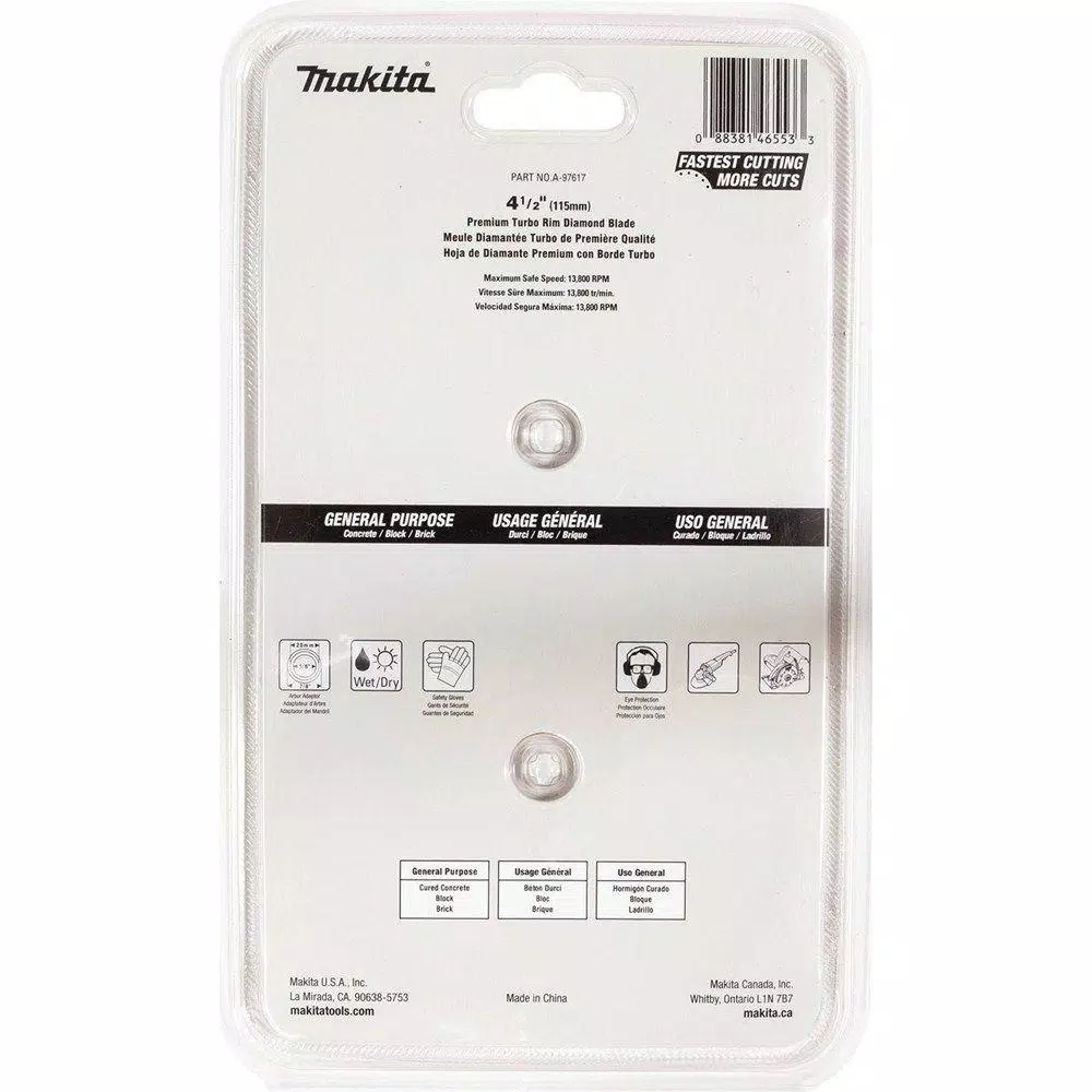 Makita 4-1/2 in. Turbo Rim Diamond Blade, 2-Pack