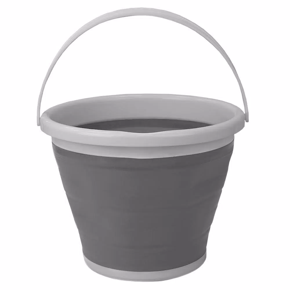 Unbranded 2.6 Gal. Grey Collapsible Plastic & Silicone Bucket, 10L Capacity