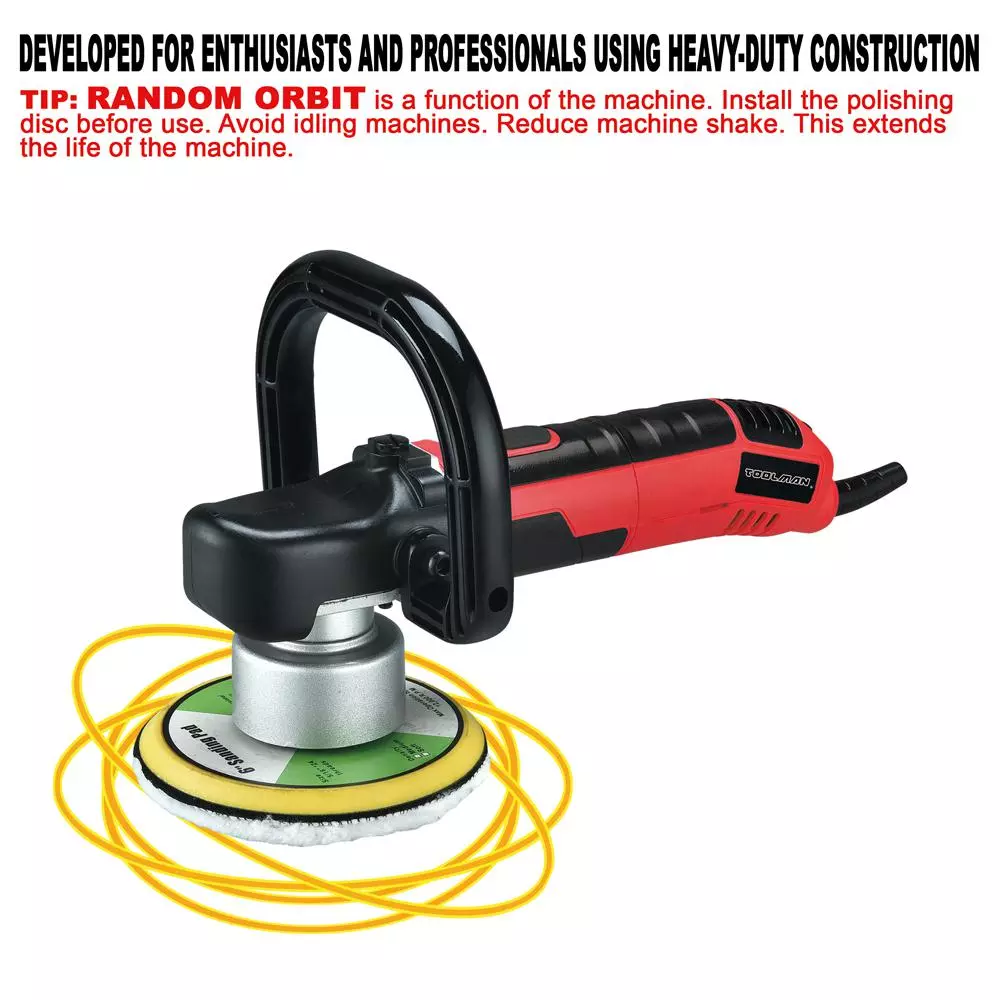 Boyel Living 6 in. Corded Orbital Sander and Polisher, 6 Amp, 6-Speed Variable RPM, 2500-6500 RPM
