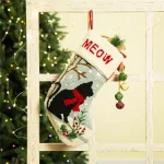 Glitzhome Handmade Hooked Cat Christmas Stocking, 20 in. Holiday Decor thumbnail 7