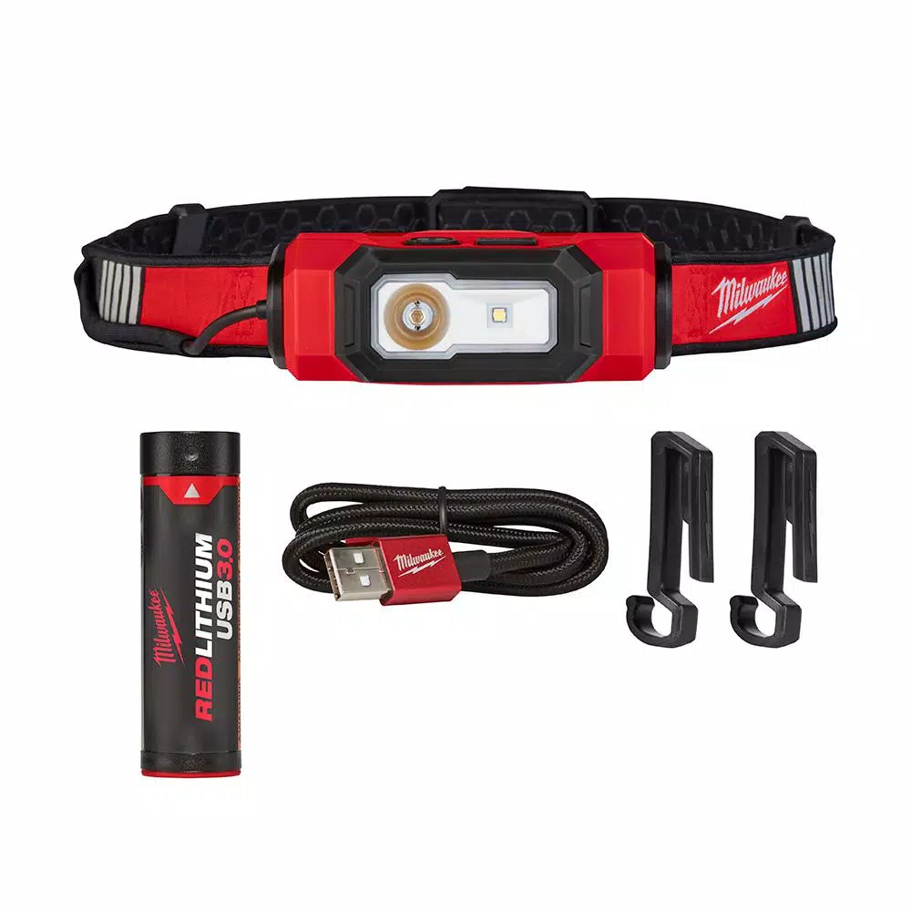 Milwaukee BEACON™ USB Rechargeable Hard Hat Headlamp, 600 Lumens, 360-Degree Visibility