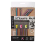 Unbranded Gforce Rainbow Stainless Steel Reusable Straw Set, 10-Pack with Cleaning Brushes thumbnail 4