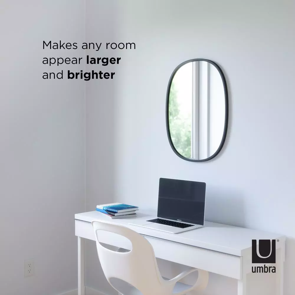 Umbra Hub 24 x 18 in. Oval Modern Framed Wall Mirror - Black