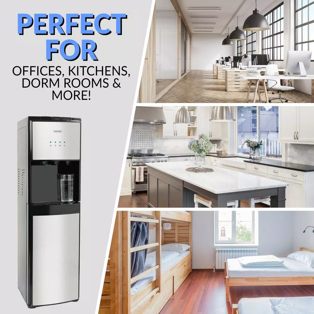 Igloo Bottom Loading Water Dispenser - Hot, Cold & Room Temperature - Black & Stainless Steel