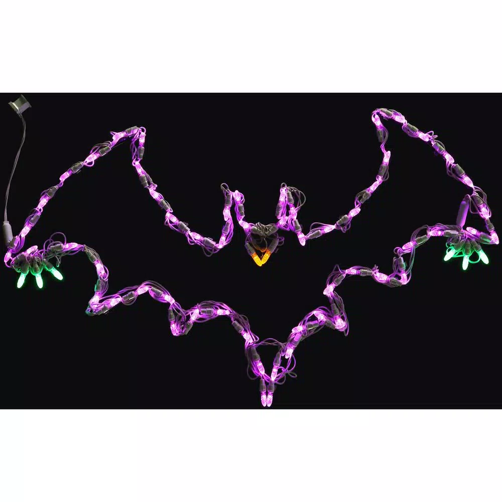 Haunted Hill Farm Flying Bats LED Halloween Window Lights, Set of 2