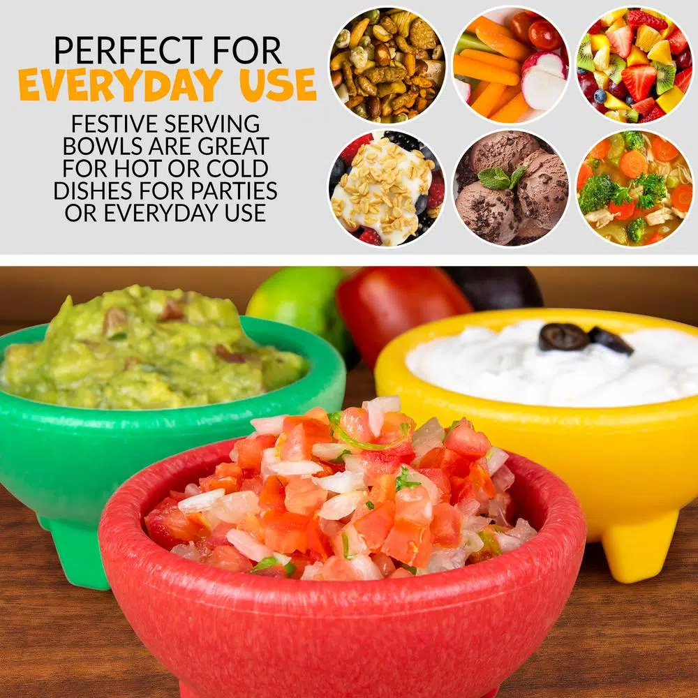 Taco Tuesday 3-Piece Plastic Salsa Bowl Set - 8 fl. oz. Assorted Colors