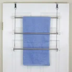 Home Basics 3-Bar Over-the-Door Towel Rack in Chrome with Ceramic Knobs thumbnail 5