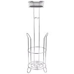 Home Basics Chrome Free-Standing Toilet Paper Holder with Built-In Accessory Tray and Storage Base thumbnail 4