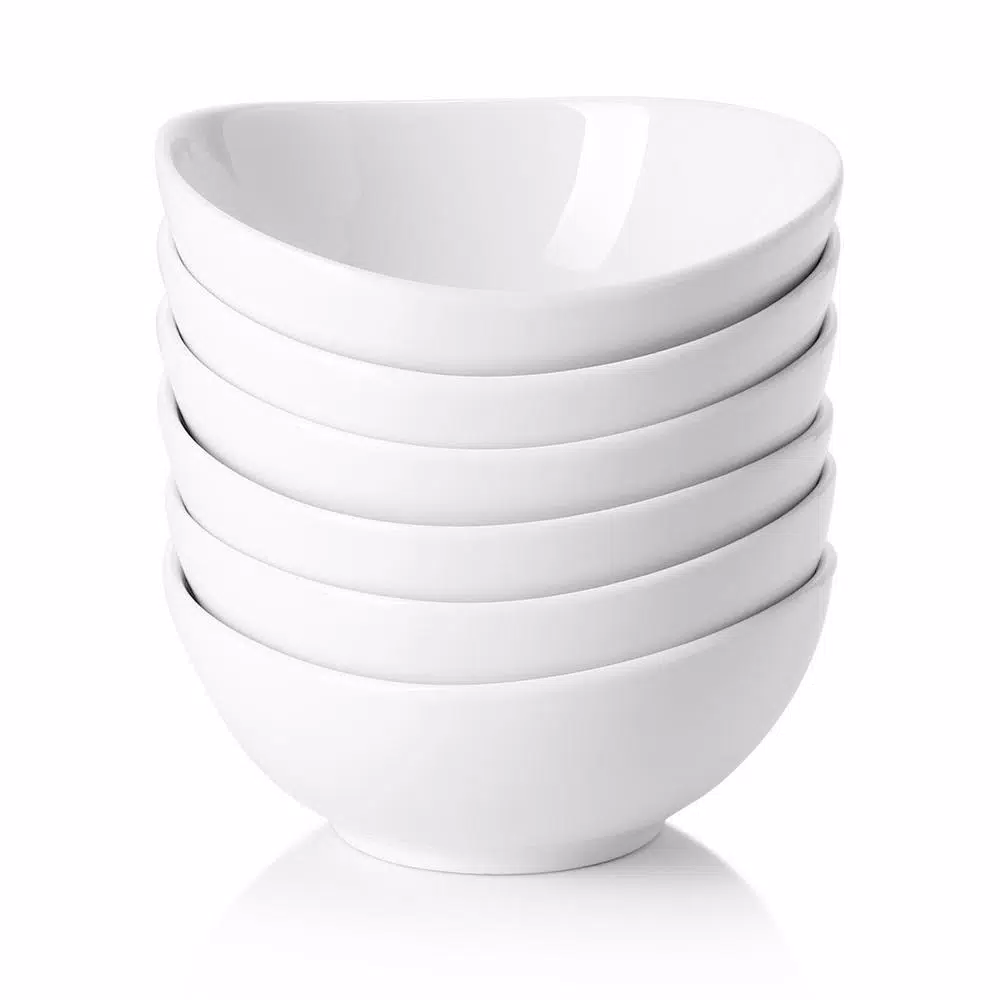 Sweese White Porcelain Mini Serving Bowls, 4 oz. Curved Design, Set of 6