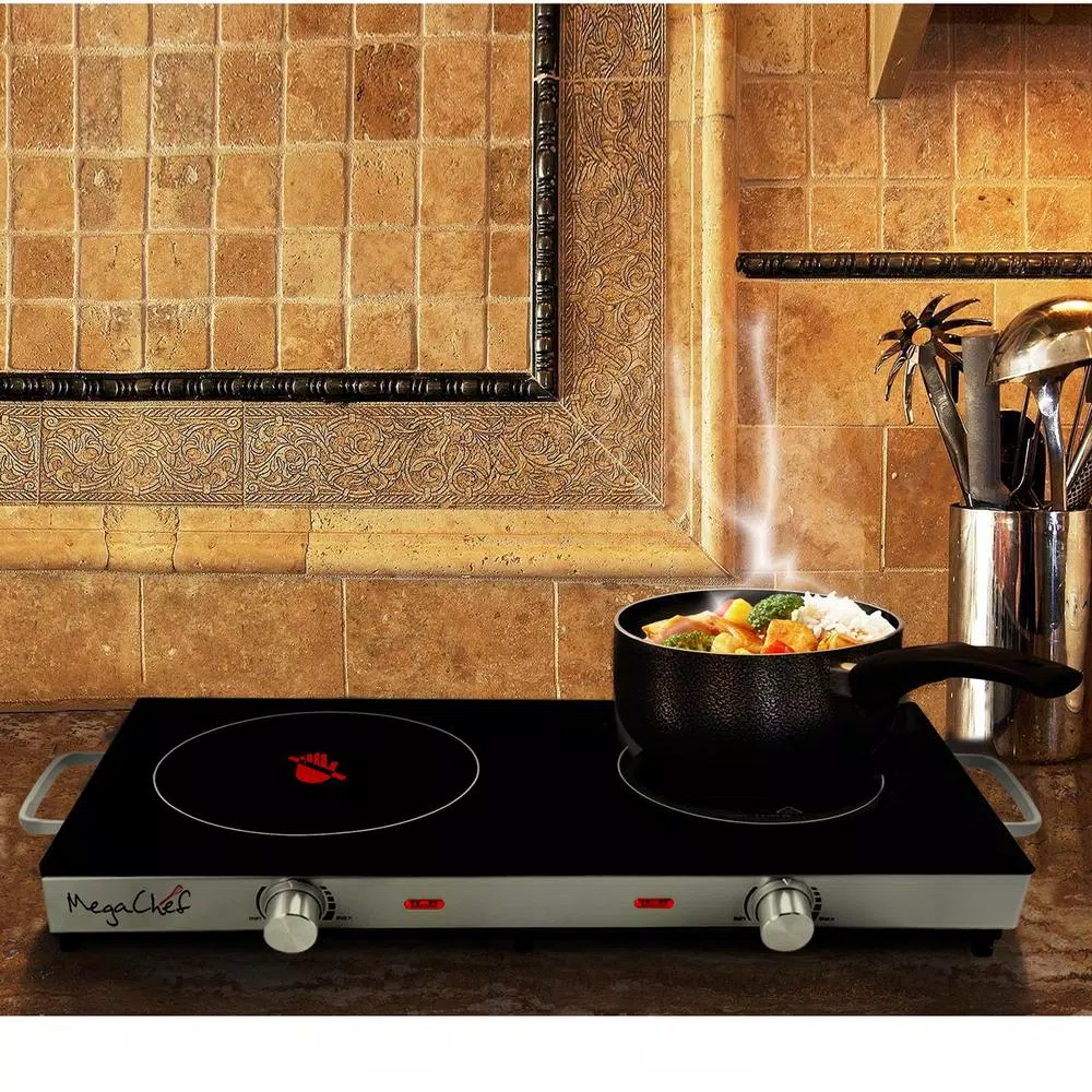 MegaChef 2-Burner 6 in. Stainless Steel Infrared Ceramic Countertop Cooktop
