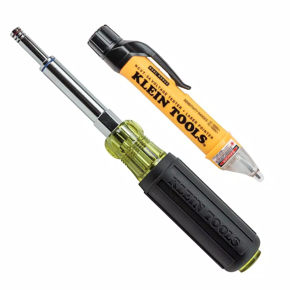Klein Tools 2-Piece Electrical Tool Set with Non-Contact Voltage Tester and 5-in-1 Heavy-Duty Multi-Nut Driver