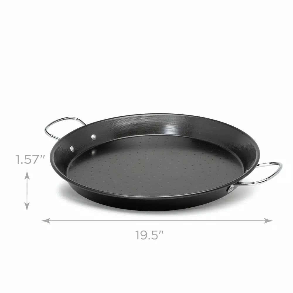 Ecolution Sol 20 in. Carbon Steel Nonstick Paella and Grill Pan, Black