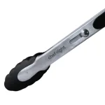 Chefright 10 in. Brushed Stainless Steel Magnetic Locking Tongs with Soft Rubber Grips, Set of 3 thumbnail 2