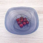 Badash Crystal Sky Blue Alabaster Glass 10 in. Squarish Serving Bowl thumbnail 2