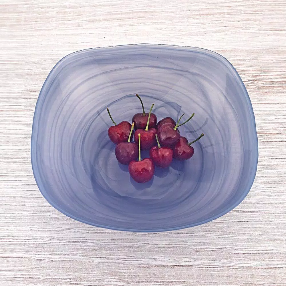 Badash Crystal Sky Blue Alabaster Glass 10 in. Squarish Serving Bowl
