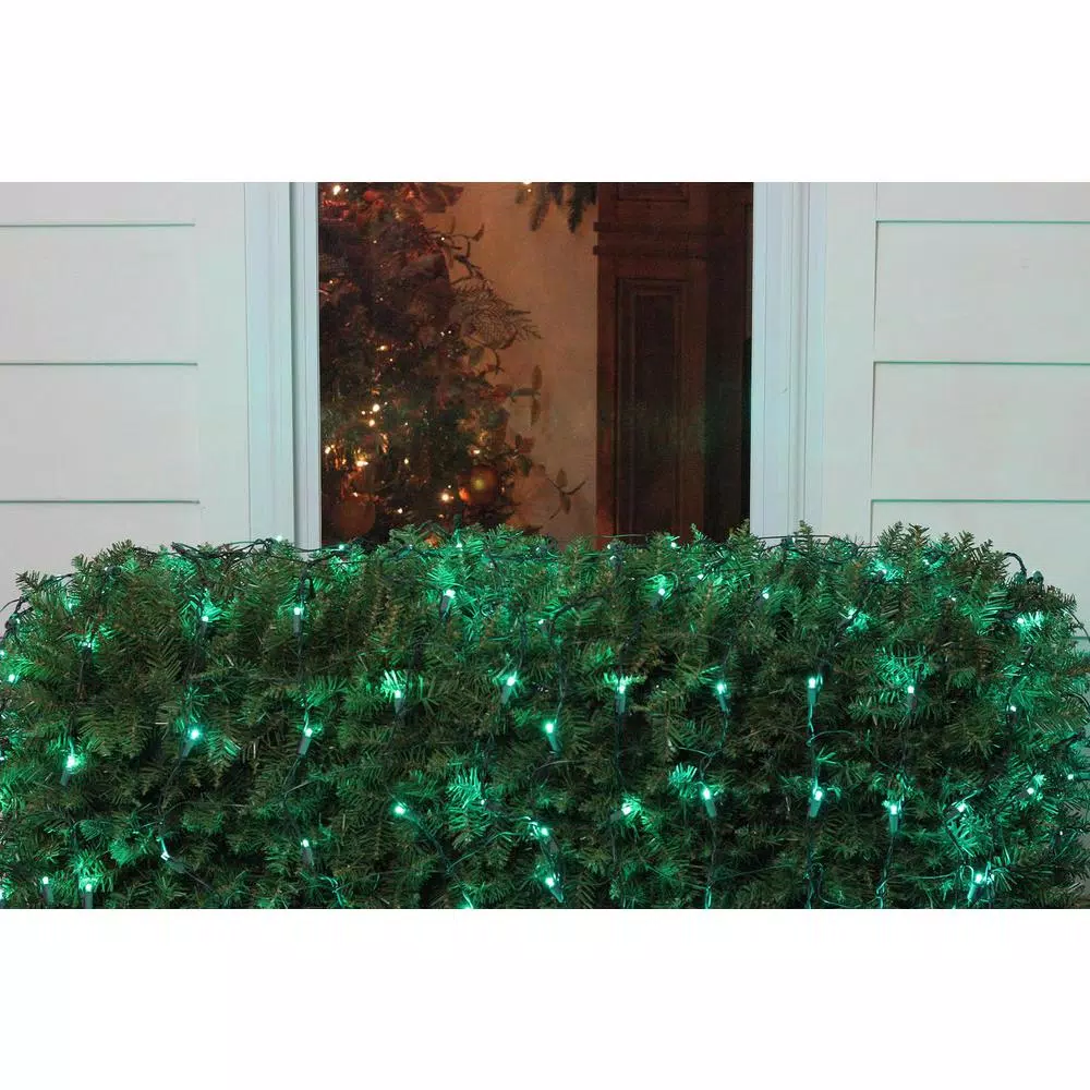 Northlight 4 ft. x 6 ft. Green LED Net Style Christmas Lights with Green Wire, 150 Bulbs