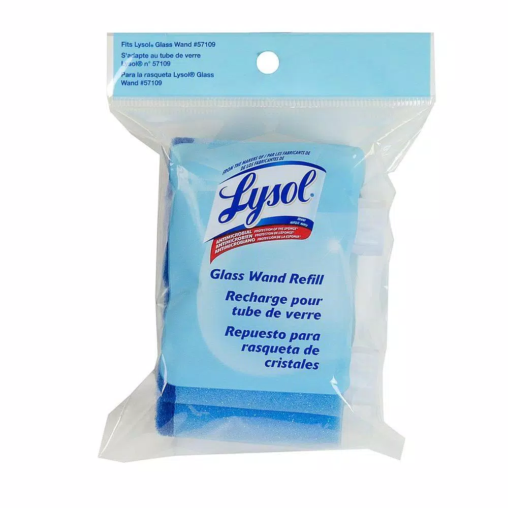 Lysol Glass Wand Sponge Refills, 2-Pack, Antimicrobial Scouring Pads