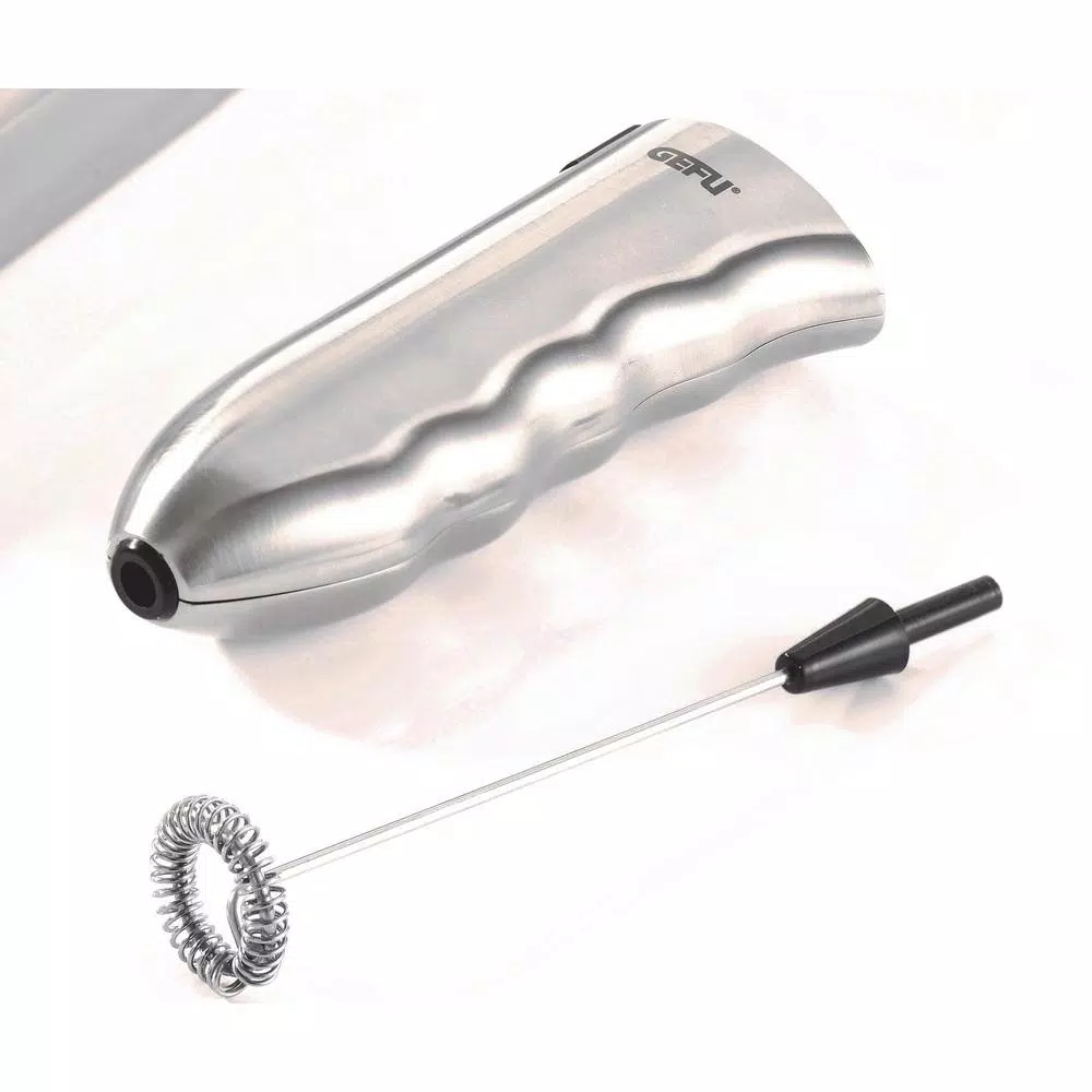 GEFU Stainless Steel Handheld Milk Frother, 16,000 RPM Battery Powered Whisk
