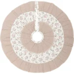 VHC Brands 21 in. Carol Khaki Tan & Winter Floral Ruffled Farmhouse Christmas Tree Skirt thumbnail 1