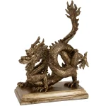 Oriental Furniture 11 in. Chinese Dragon Decorative Statue - Metallic Resin Sculpture thumbnail 1