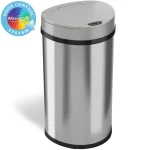iTouchless 13 Gallon Stainless Steel Semi-Round Touchless Trash Can with AbsorbX Odor Control thumbnail 1