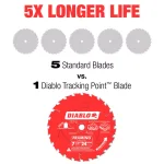 Diablo 7-1/4 in. 24-Teeth Tracking Point Framing Circular Saw Blade thumbnail 4