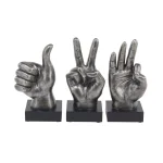 LITTON LANE Modern Reflections Hand Sign Polystone Sculpture Set, Silver Distressed Finish (Set of 3) thumbnail 2