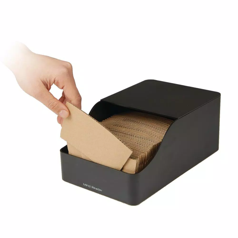 Mind Reader Black Coffee and Condiment Organizer with Integrated Sleeve Dispenser, Compact Space-Saving Design