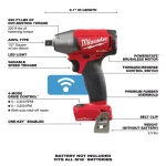Milwaukee M18 FUEL 1/2 in. Compact Impact Wrench with Pin Detent, ONE-KEY, Brushless, Tool-Only thumbnail 3
