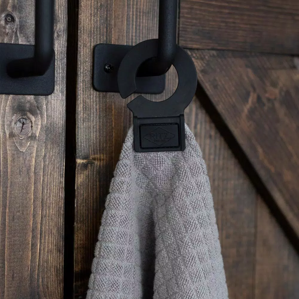 RITZ Hook and Hang Gray Woven Cotton Kitchen Towels, Set of 2