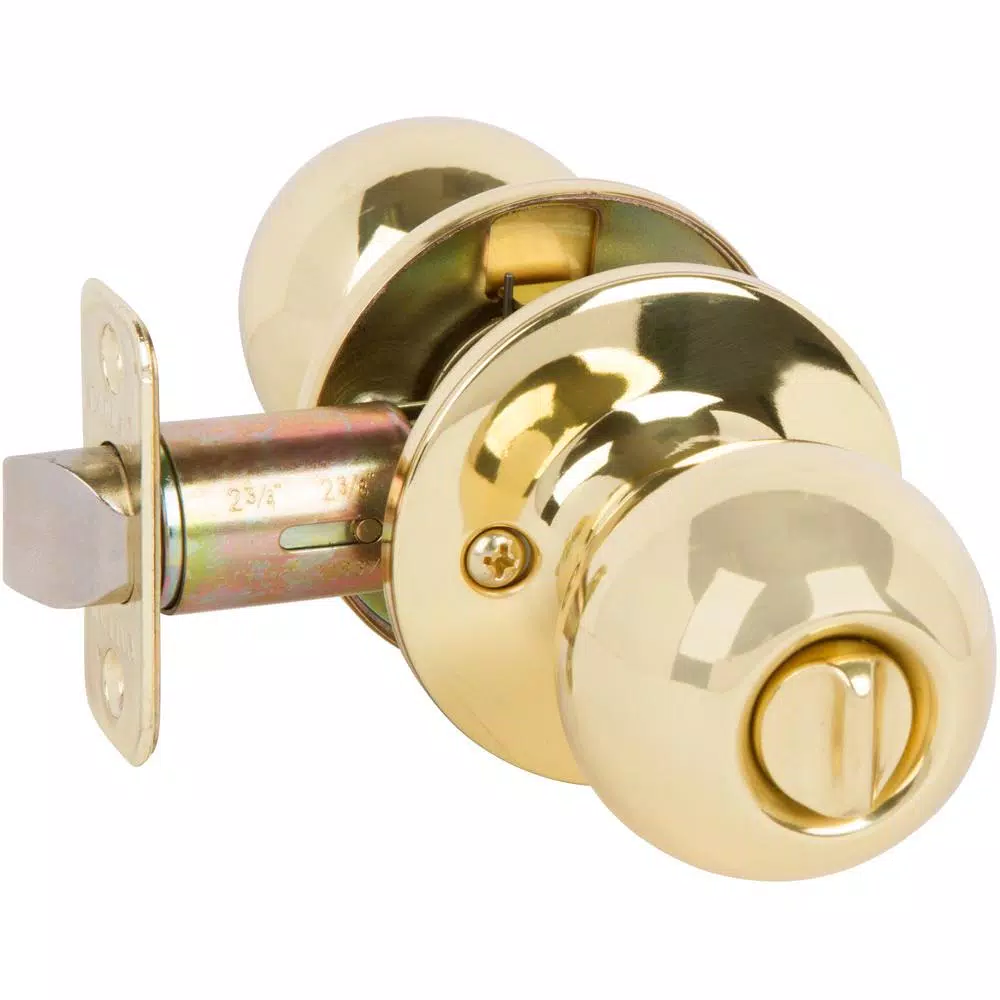 Callan Fairfield Classic Style Polished Brass Round Privacy Door Knob for Bed/Bath