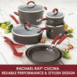 Rachael Ray Cucina 11 in. Hard-Anodized Aluminum Nonstick Square Grill Pan, Cranberry Red and Gray thumbnail 2