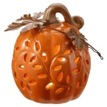 National Tree Company 6 in. Lighted Ceramic Pumpkin Decor with Warm White LED Lights thumbnail 2
