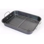 Home Basics 5.75 Qt. Steel Roasting Pan with Stainless Steel Grill Rack, Non-Stick Black thumbnail 1