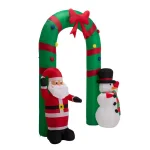 Glitzhome 8 ft. Inflatable Santa and Snowman Christmas Gate Arch with LED Lights thumbnail 4