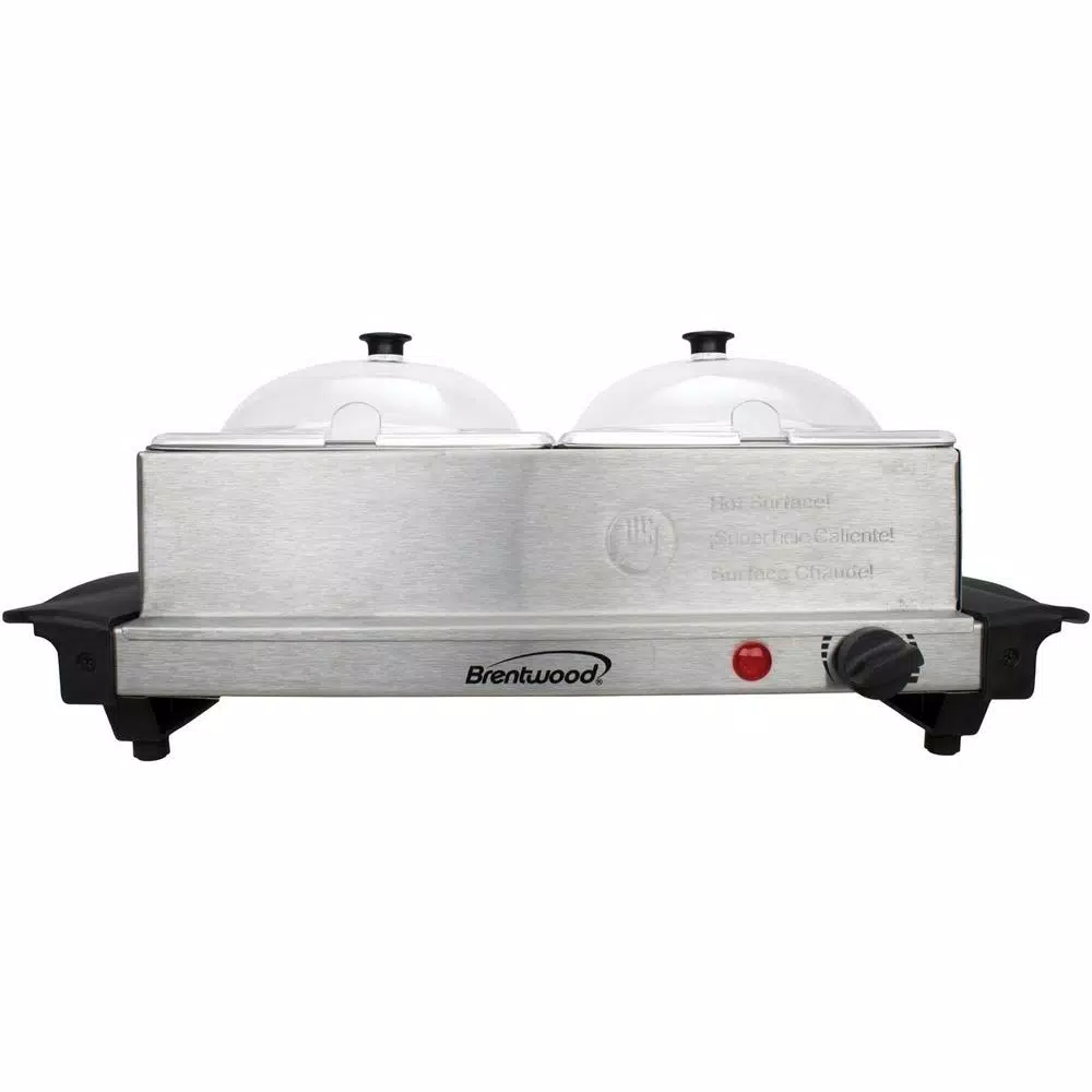 Brentwood Appliances 3 Qt. Metallic 2-Pan Buffet Server with Warming Tray, Stainless Steel