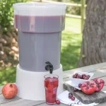 Carlisle 5 Gal. Polyethylene Round Beverage Dispenser with Lid and Faucet, White thumbnail 3