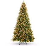Best Choice Products 9 ft. Pre-Lit Flocked Artificial Christmas Tree with 850 Warm White Lights and Pinecones thumbnail 1