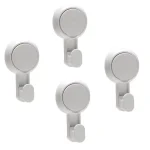 Bath Bliss 4 Pack Gel-Suction Power Hooks, Heavy Duty White Robe and Towel Hooks thumbnail 1