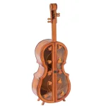 Vintiquewise Antique Brown Violin Shaped Wooden Wine Rack - 53.5 inch Floor Wine Cabinet with Acrylic Doors thumbnail 1
