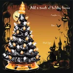 Costway 15 in. Black Ceramic Hand-Painted Halloween Tree with LED Lights and Pumpkin Top thumbnail 8
