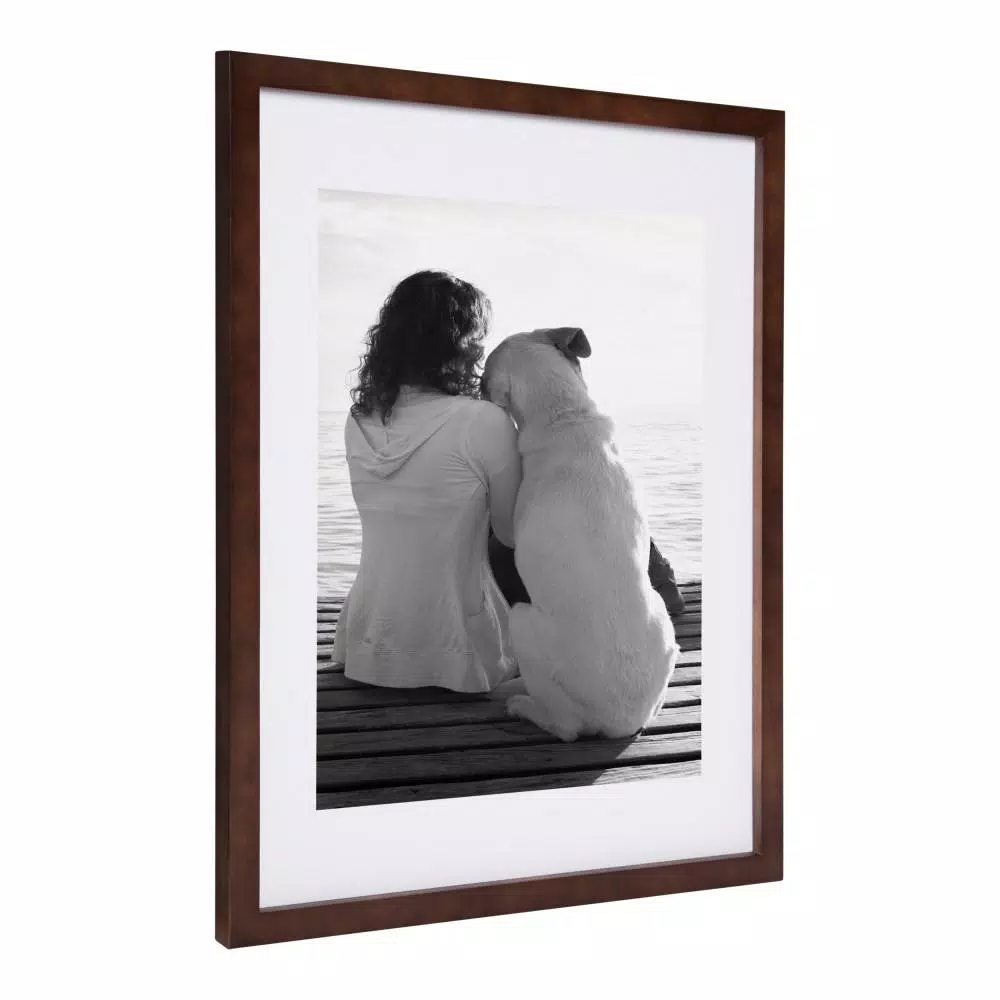 DesignOvation Design Ovation Gallery Wood Picture Frame Set, Walnut Brown, 14 x 18 in. (Set of 2)
