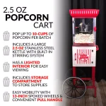 Nostalgia Red Classic Nostalgia Hot Air Popcorn Cart, 380W, 2.5 oz. Kettle with Easy Mobility thumbnail 2