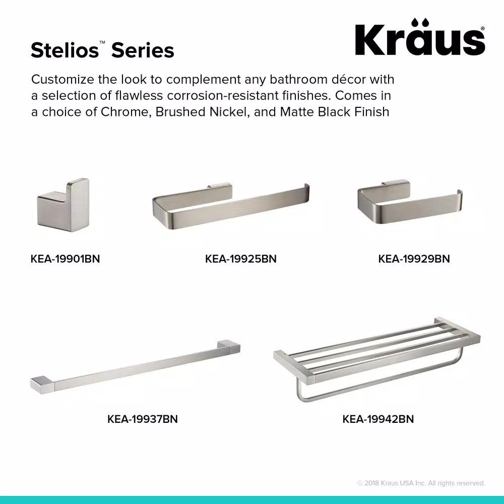 KRAUS Stelios Brushed Nickel Toilet Paper Holder, Solid Brass