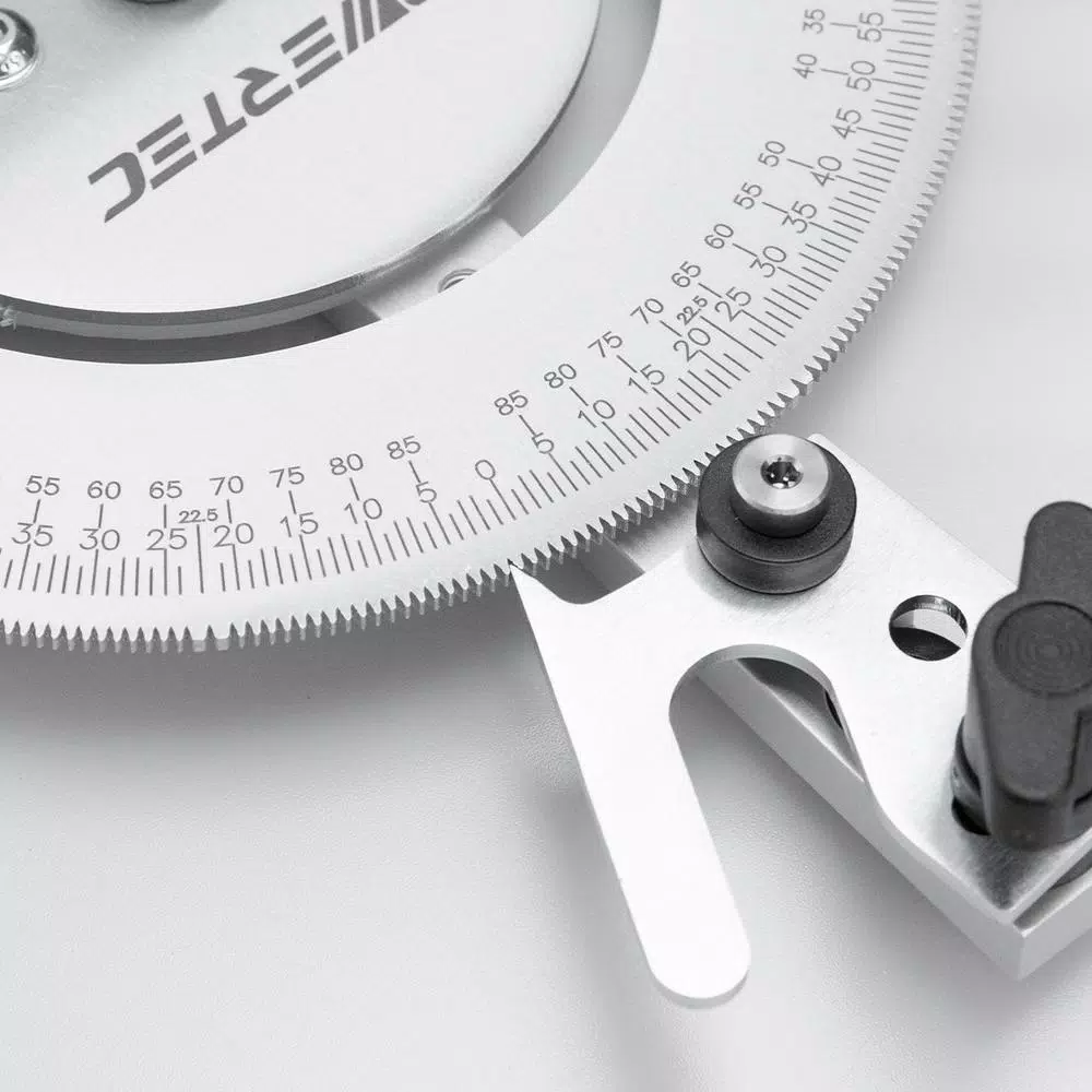 POWERTEC Aluminum Deluxe Miter Gauge for Table Saw with 120 Angle Stops