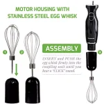 Ovente HS565 300W Multi-Purpose Immersion Blender Set with Chopper, Whisk, and 24 oz. Beaker - Black thumbnail 2