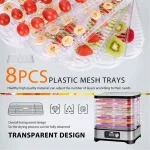 VIVOHOME 8-Tray Stainless Steel Food Dehydrator with Digital Timer and Temperature Control thumbnail 4